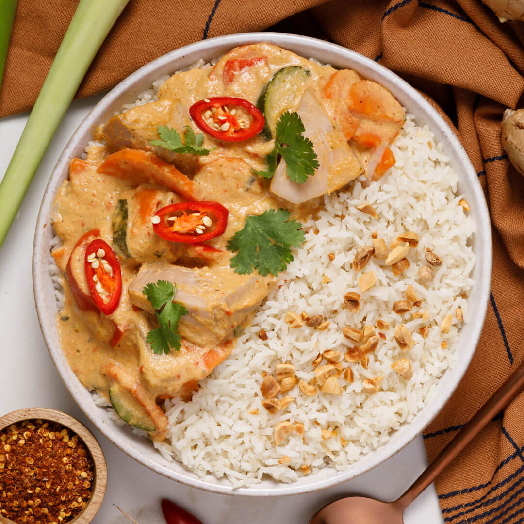 Thai Red Curry with Jackfruit and Coconut Rice