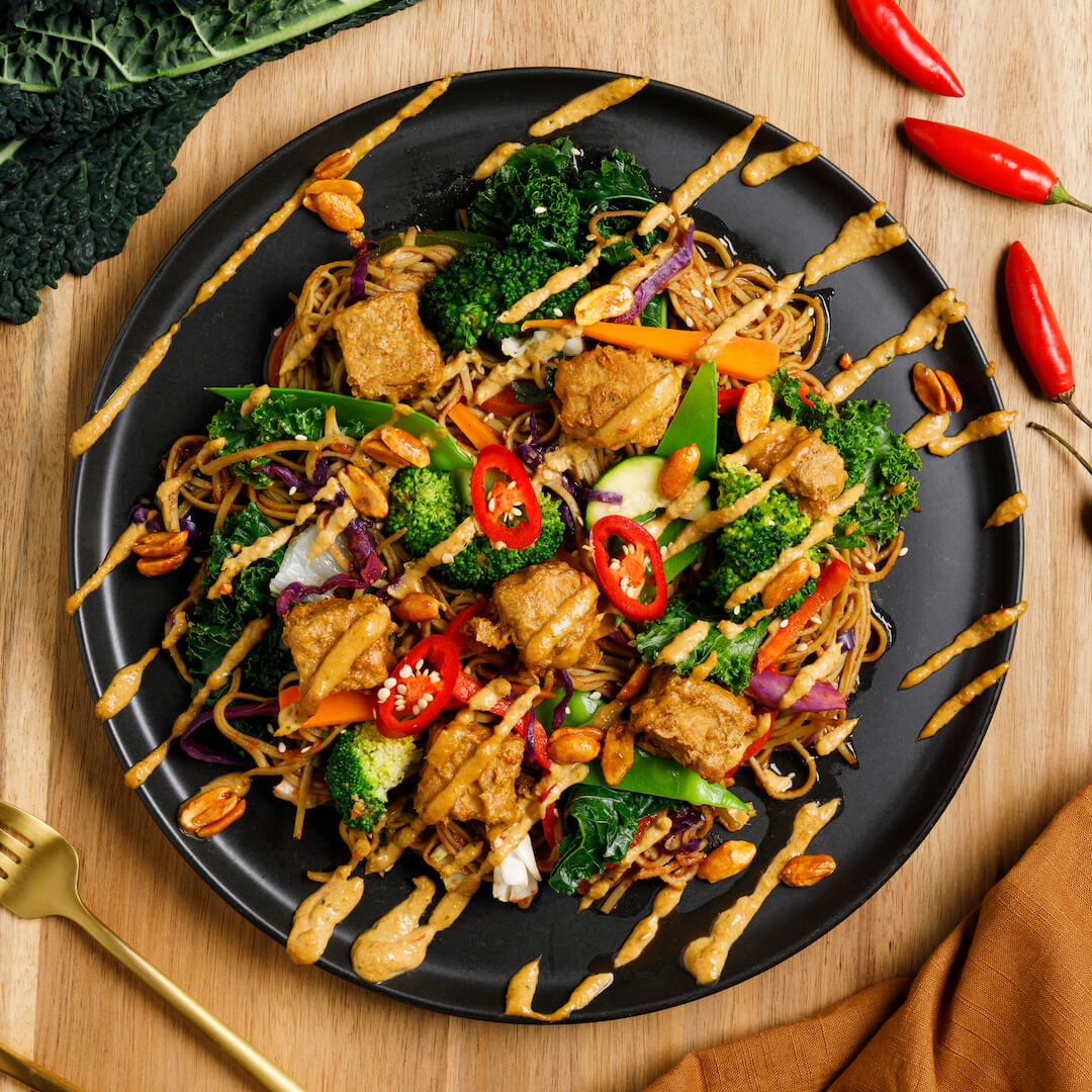 High Protein Mie Goreng Tempeh Noodle Bowl